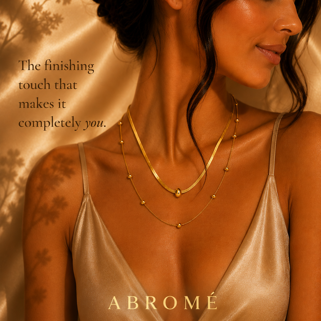 Beaded Layered Necklace – 18K Gold Plated Stainless Steel