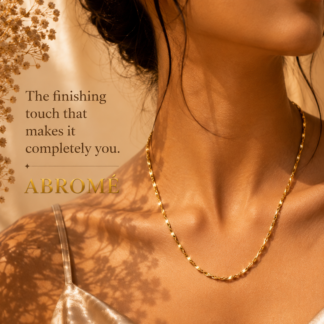 Aurora Twist Chain Necklace, 18K Gold Plated Steel