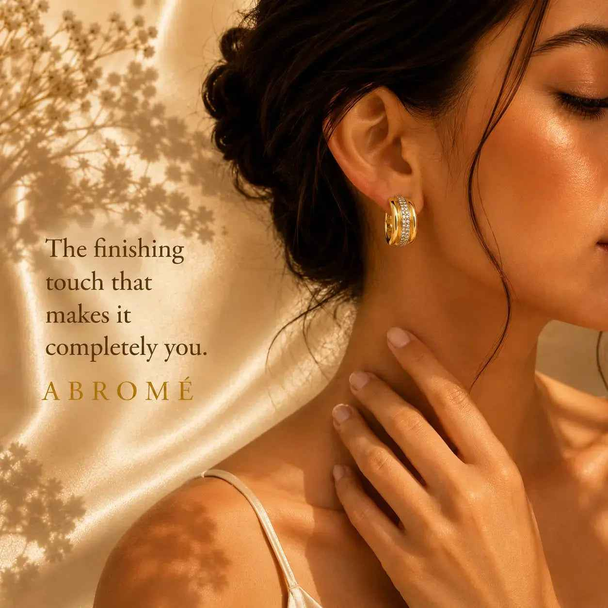 Aurora Crystal Hoop Earrings, 18K Gold Plated Steel