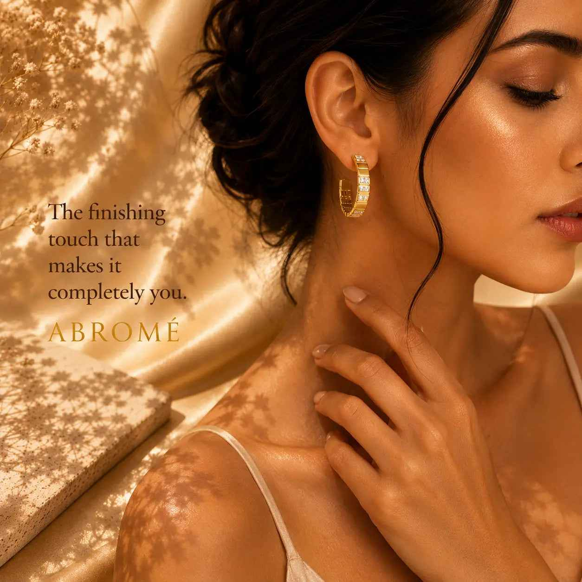 Aurora Gold Crystal Hoop Earrings, 18K Gold Plated Steel