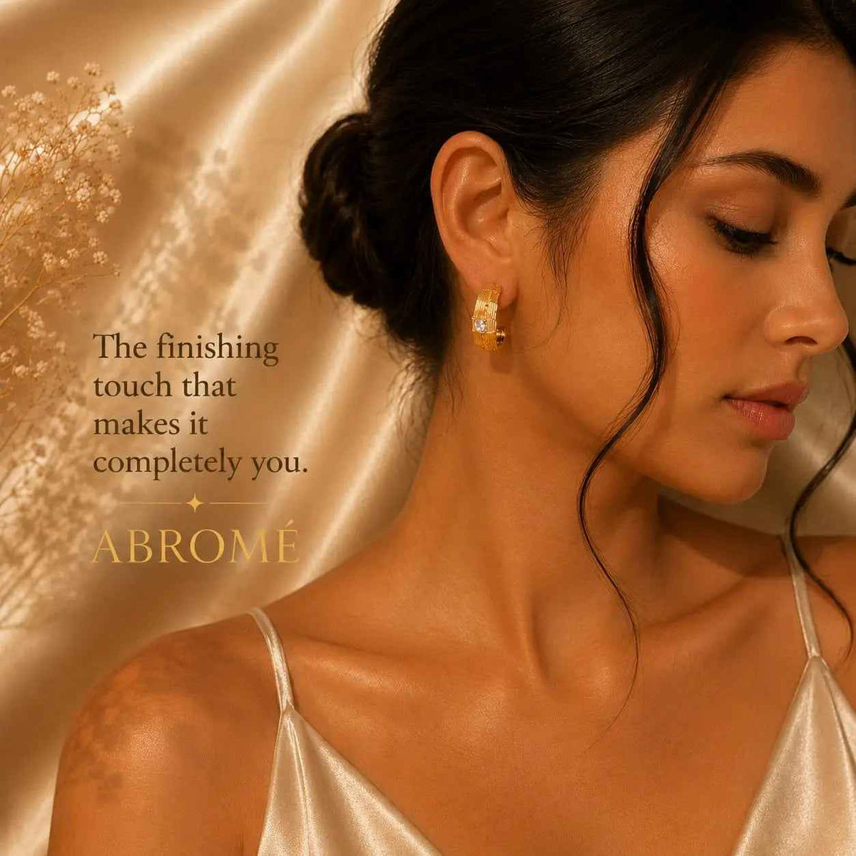 Aurora Textured Hoop Earrings with Crystal Accents, 18K Gold Plated Steel