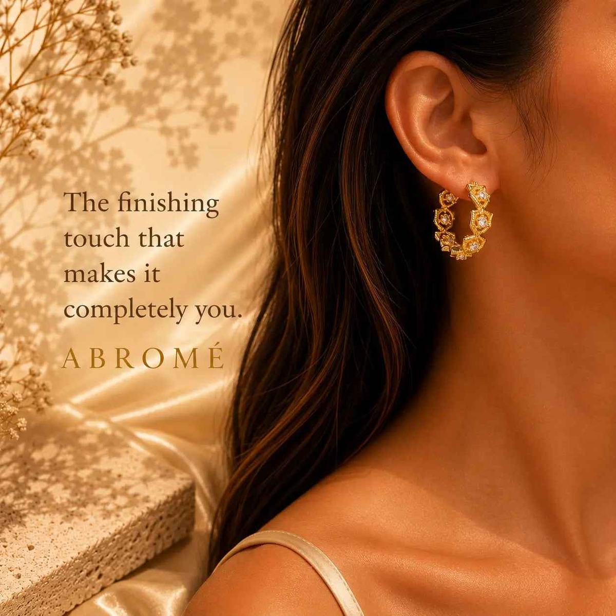 Celeste Crystal Drop Earrings, 18K Gold Plated Stainless Steel