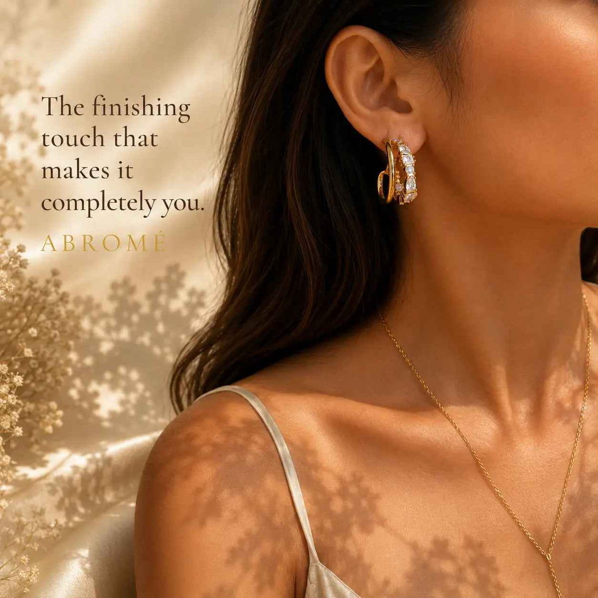 Celeste Radiance Hoop Earrings, 18K Gold Plated Steel