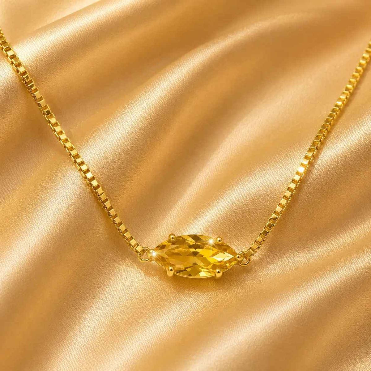 Celeste Marquise Crystal Necklace, 18K Gold Plated Stainless Steel