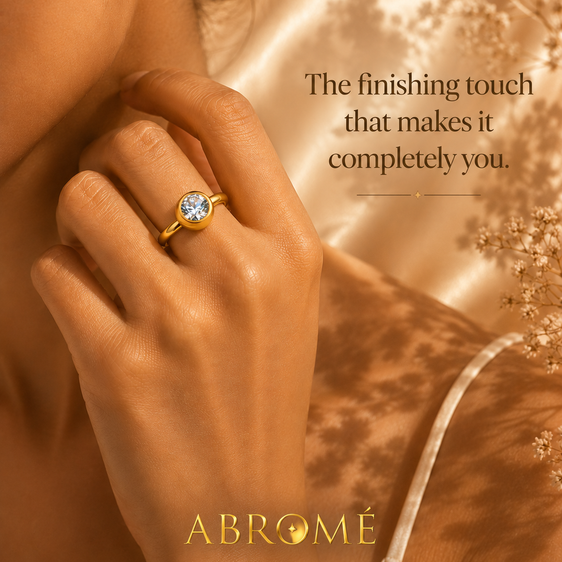 Classic Solitaire Cubic Zirconia Ring – 18K Gold Plated Stainless Steel