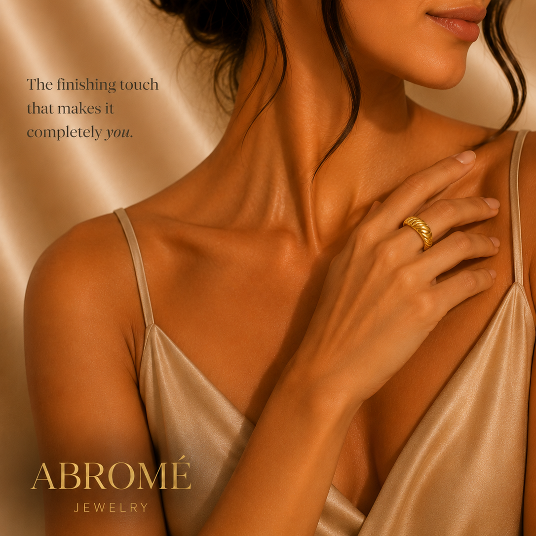 Chic 18K Gold Plated Croissant Ring for Effortless Elegance