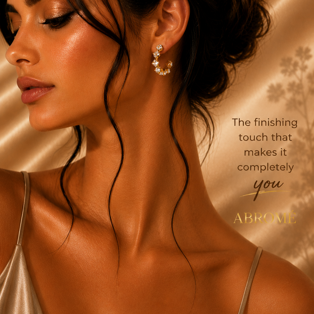 Crystal Halo Hoop Earrings – 18K Gold Plated Stainless Steel