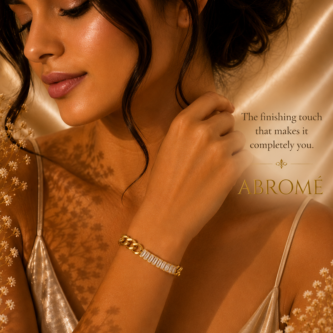 Crystal Link Bracelet – 18K Gold Plated Stainless Steel