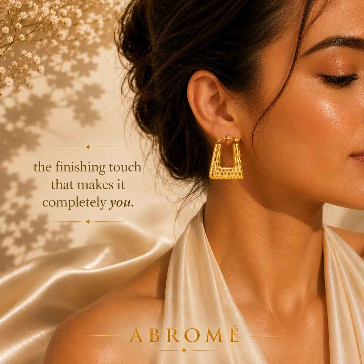 Textured Gold Drop Earrings – 18K Gold Plated Stainless Steel