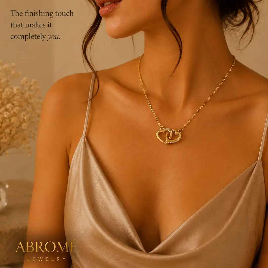 Embrace Elegance with Our 18K Gold Plated Double Hearts Necklace