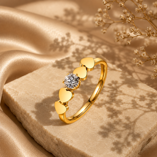 Hearts Ring – 18K Gold Plated Stainless Steel