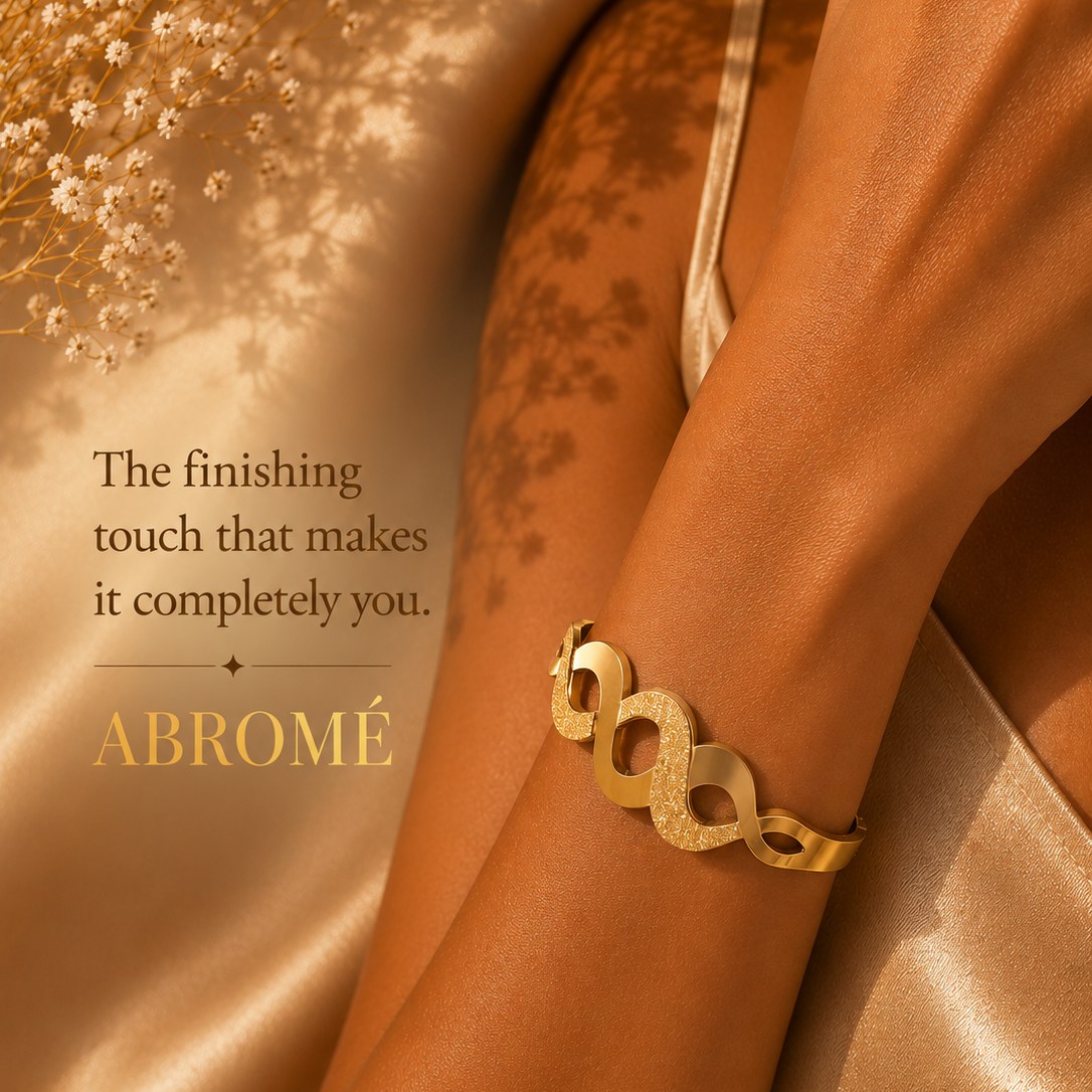 Infinity Grace Bangle, 18K Gold Plated Steel
