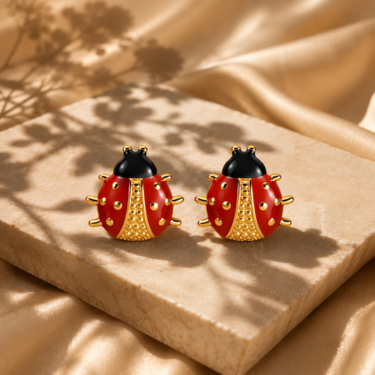 Ladybugs Earrings – 18K Gold Plated Stainless Steel