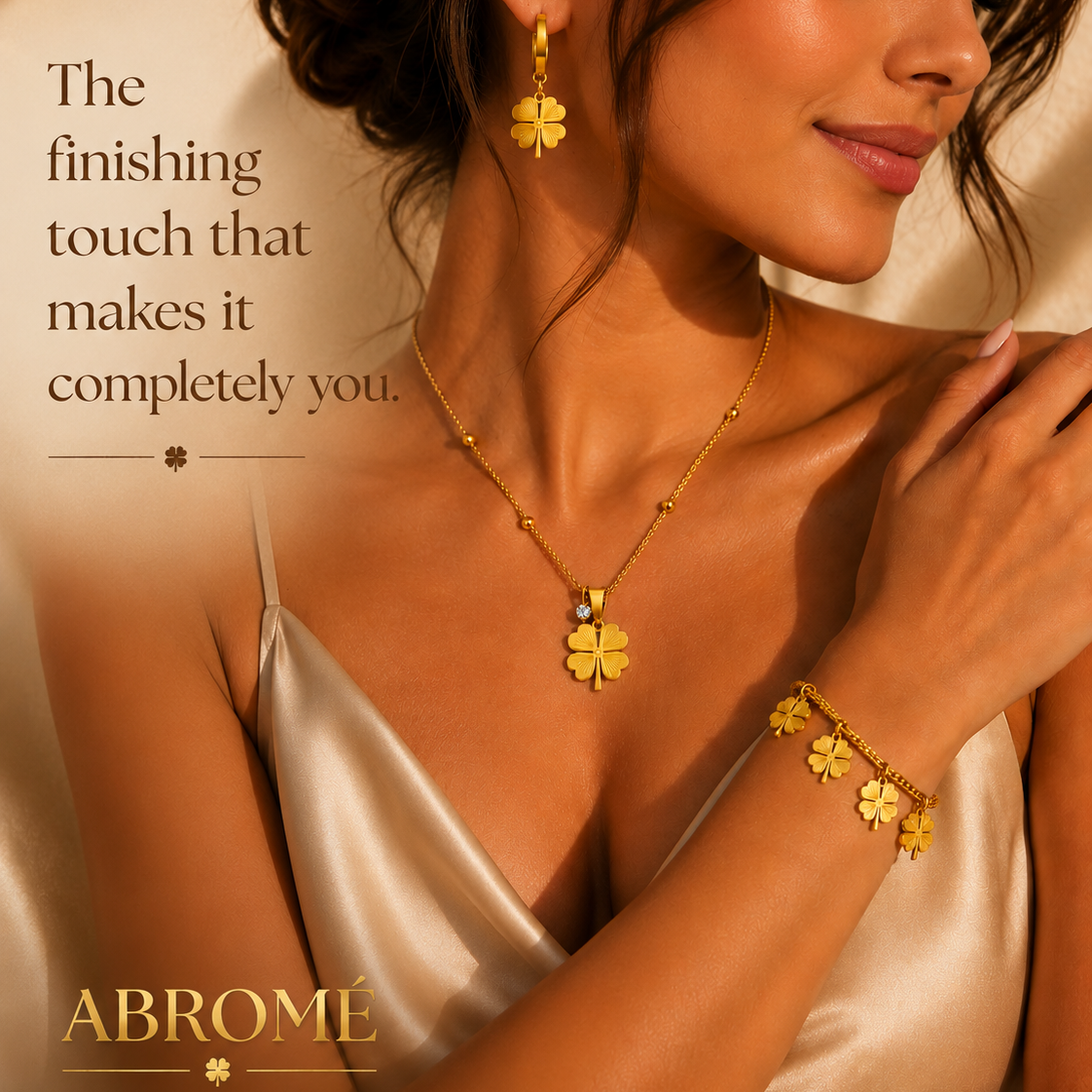 Lucky Clover Jewelry Set – 18K Gold Plated Stainless Steel