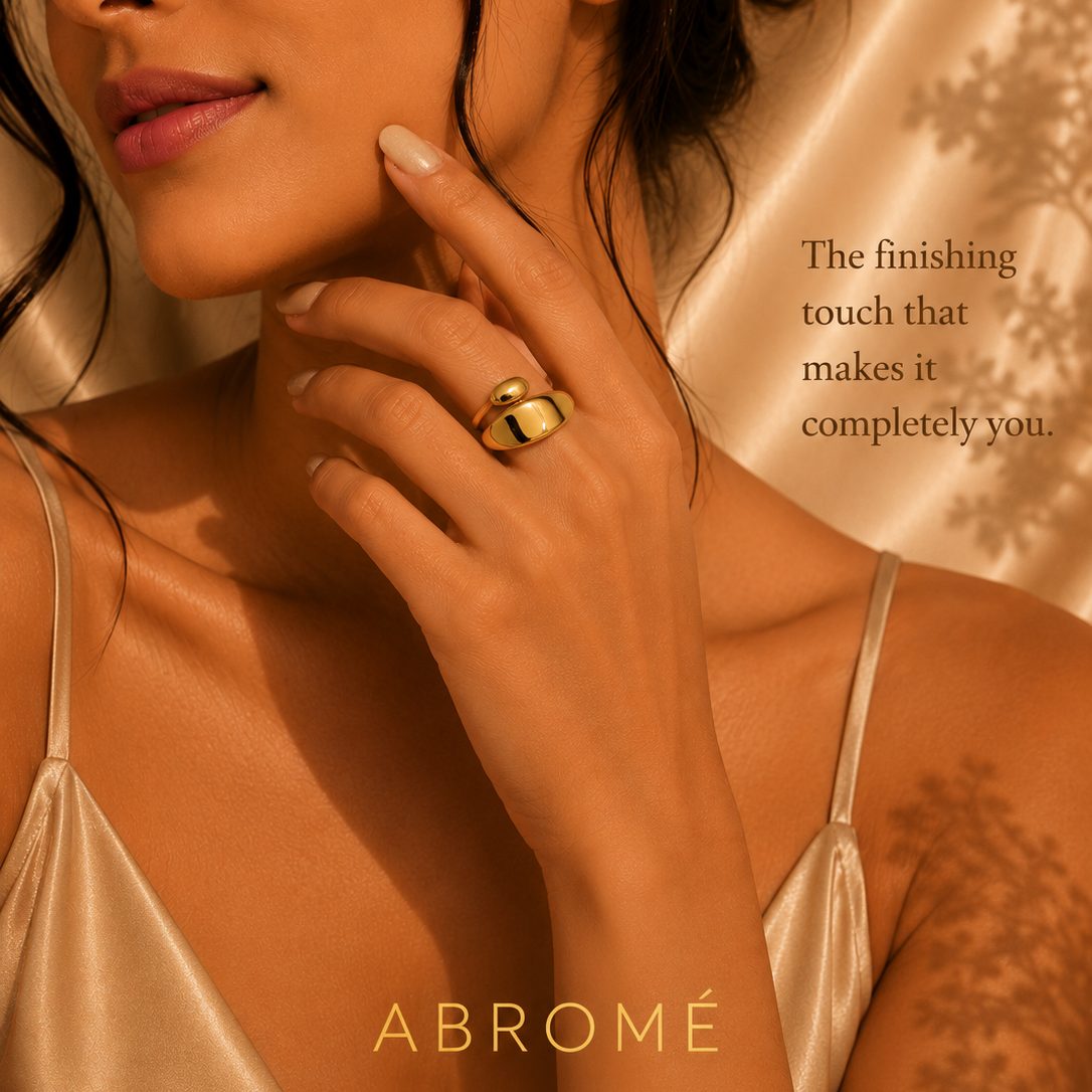 Minimal Oval Statement Ring – 18K Gold Plated Stainless Steel