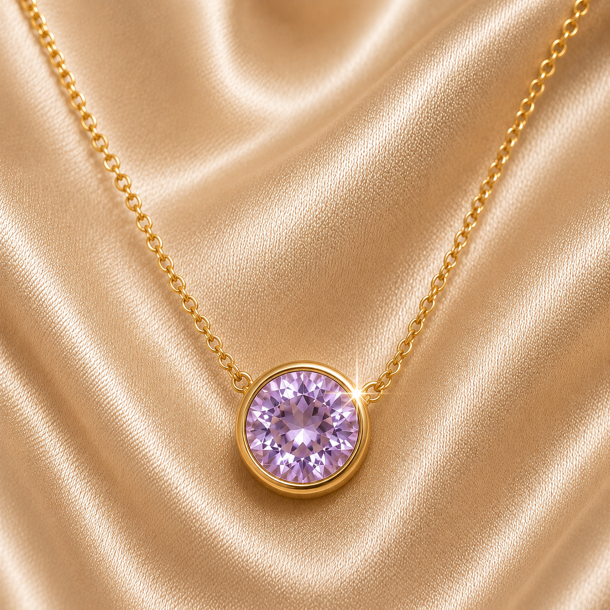 Celeste Crystal Necklace, 18K Gold Plated Steel