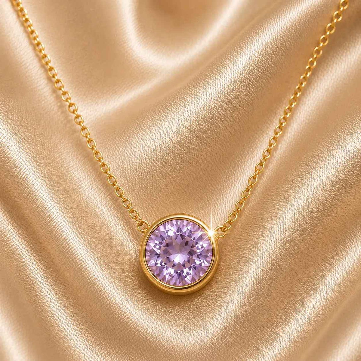 Celeste Crystal Necklace, 18K Gold Plated Steel