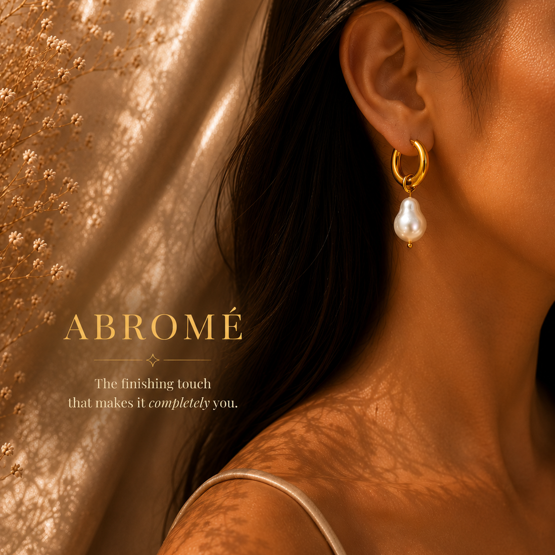Pearl Drop Hoop Earrings – 18K Gold Plated Stainless Steel