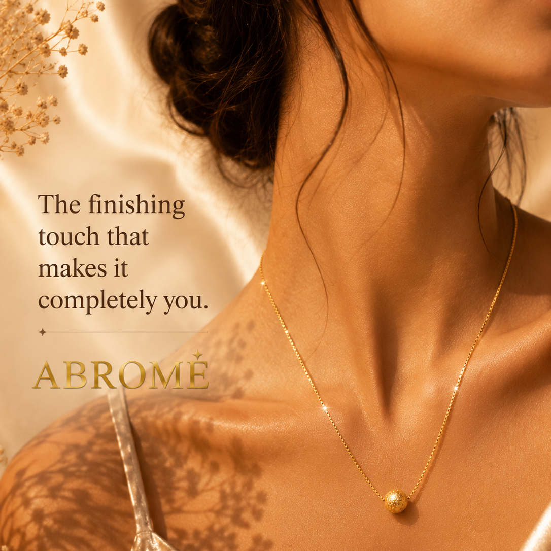 Stardust Sphere Necklace, 18K Gold Plated Steel