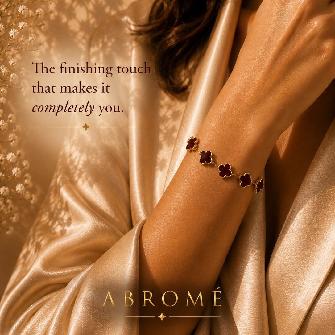 Wine Red Flower Meadow Bracelet – 18K Gold Plated Stainless Steel