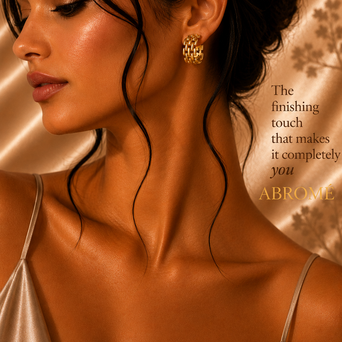 Woven Hoop Stud Earrings – 18K Gold Plated Stainless Steel