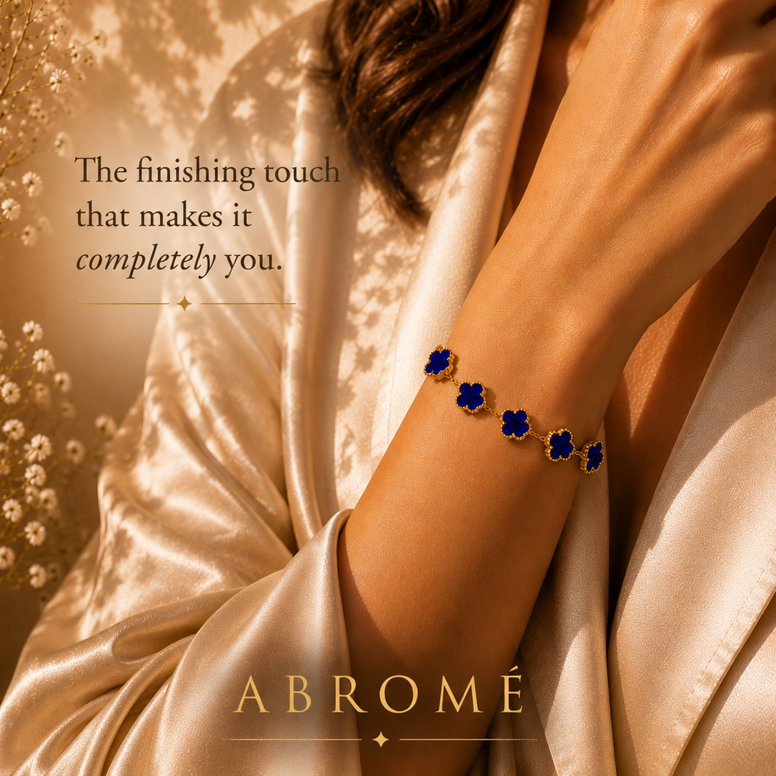 Blue Flower Meadow Bracelet – 18K Gold Plated Stainless Steel