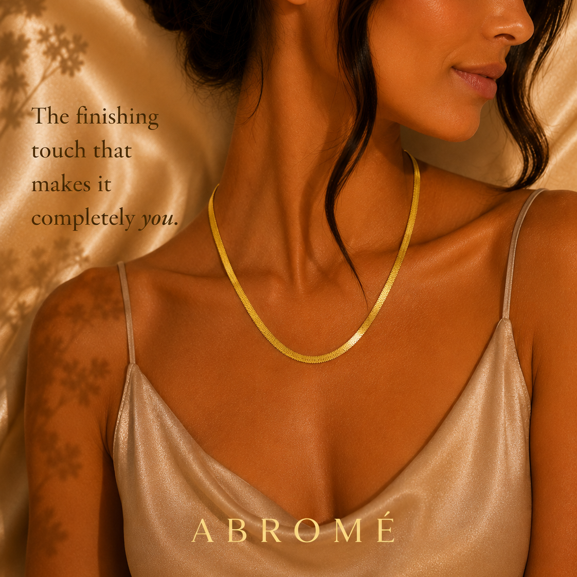 Herringbone Chain Necklace – 18K Gold Plated Stainless Steel