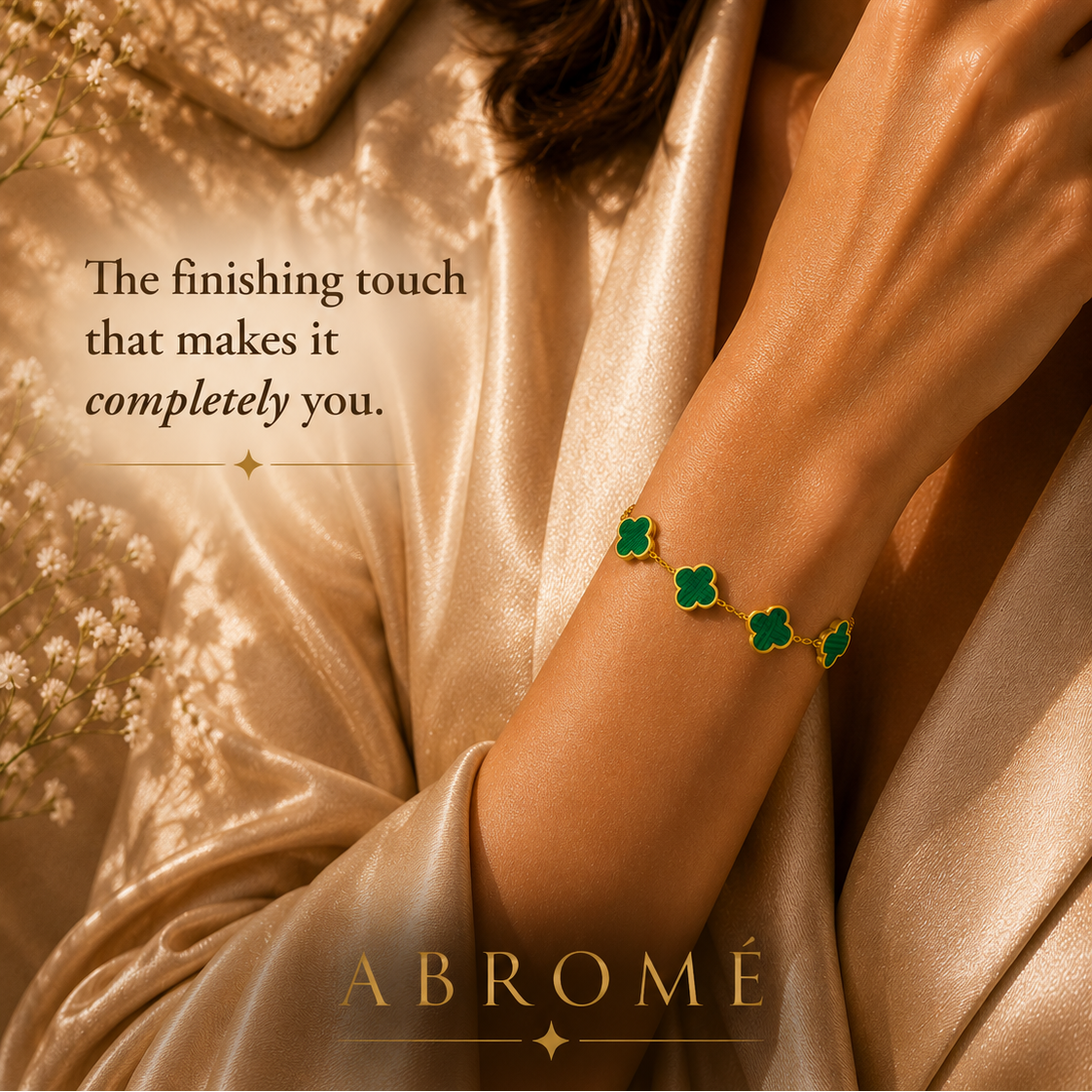Green Flower Meadow Bracelet – 18K Gold Plated Stainless Steel