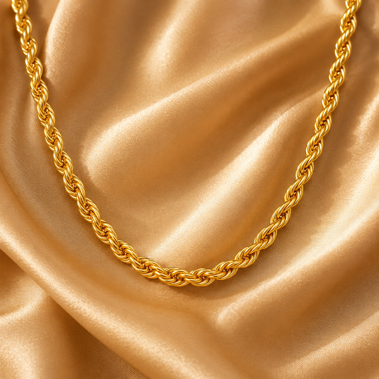 Gold Rope Chain Necklace – 18K Gold Plated Stainless Steel