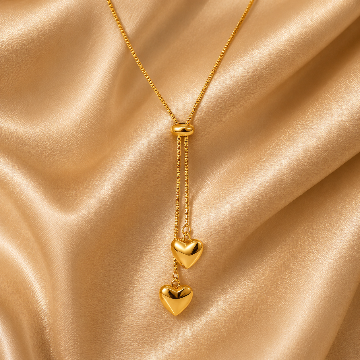 Hearts Necklace – 18K Gold Plated Stainless Steel