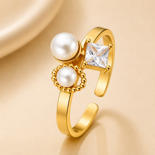 18K Gold Plated Pearl Ring