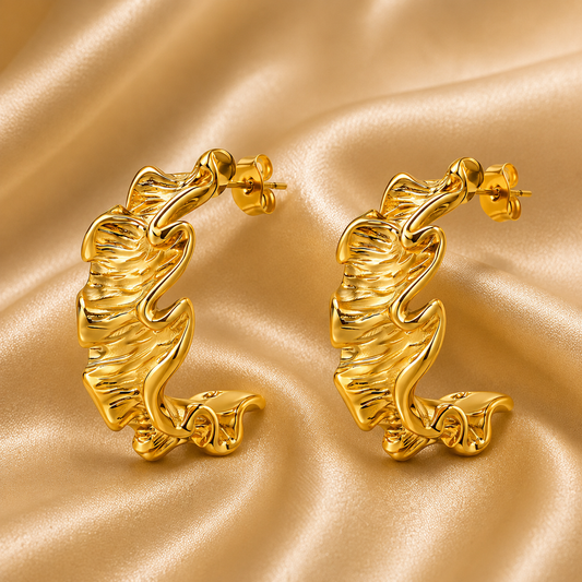 Sculptural Gold Stud Earrings – 18K Gold Plated