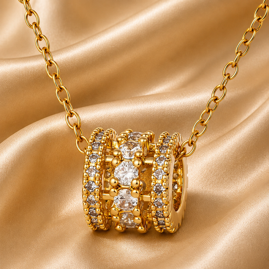 Cubic Zirconia Pendant Necklace – 18K Gold Plated Stainless Steel