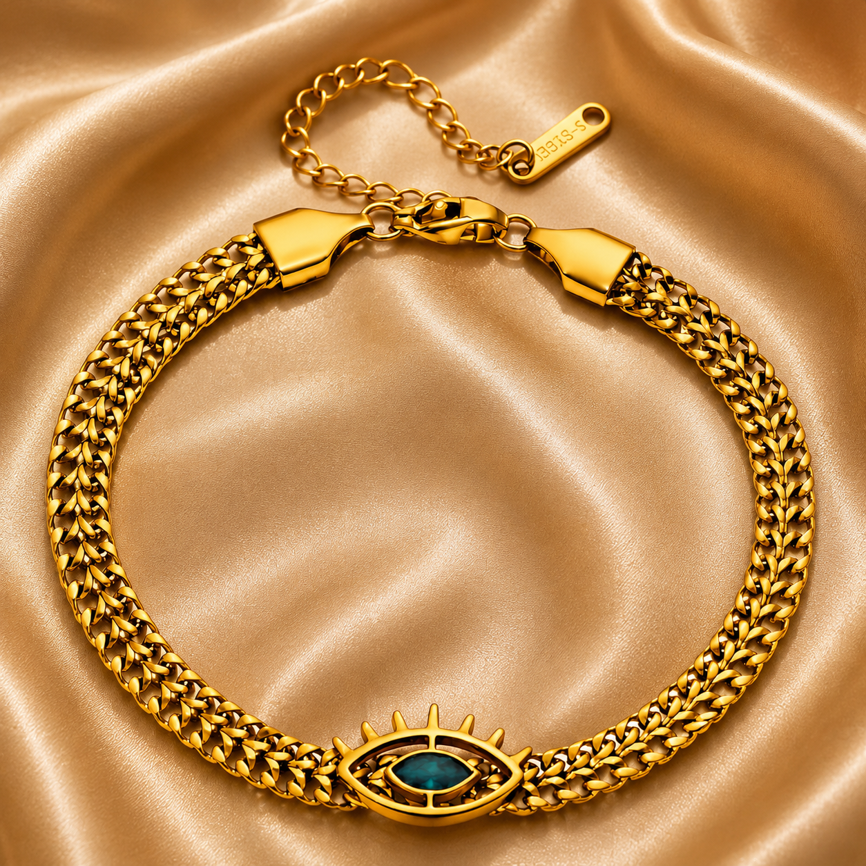 Evil Eye Chain Bracelet – 18K Gold Plated Stainless Steel