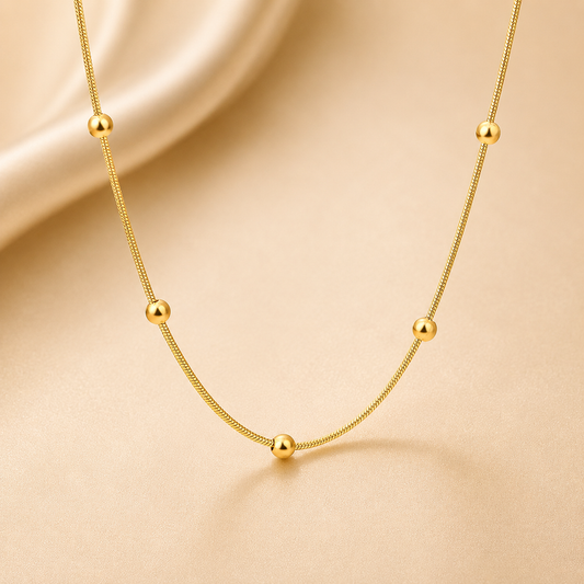 18K Gold Plated Beaded Necklace
