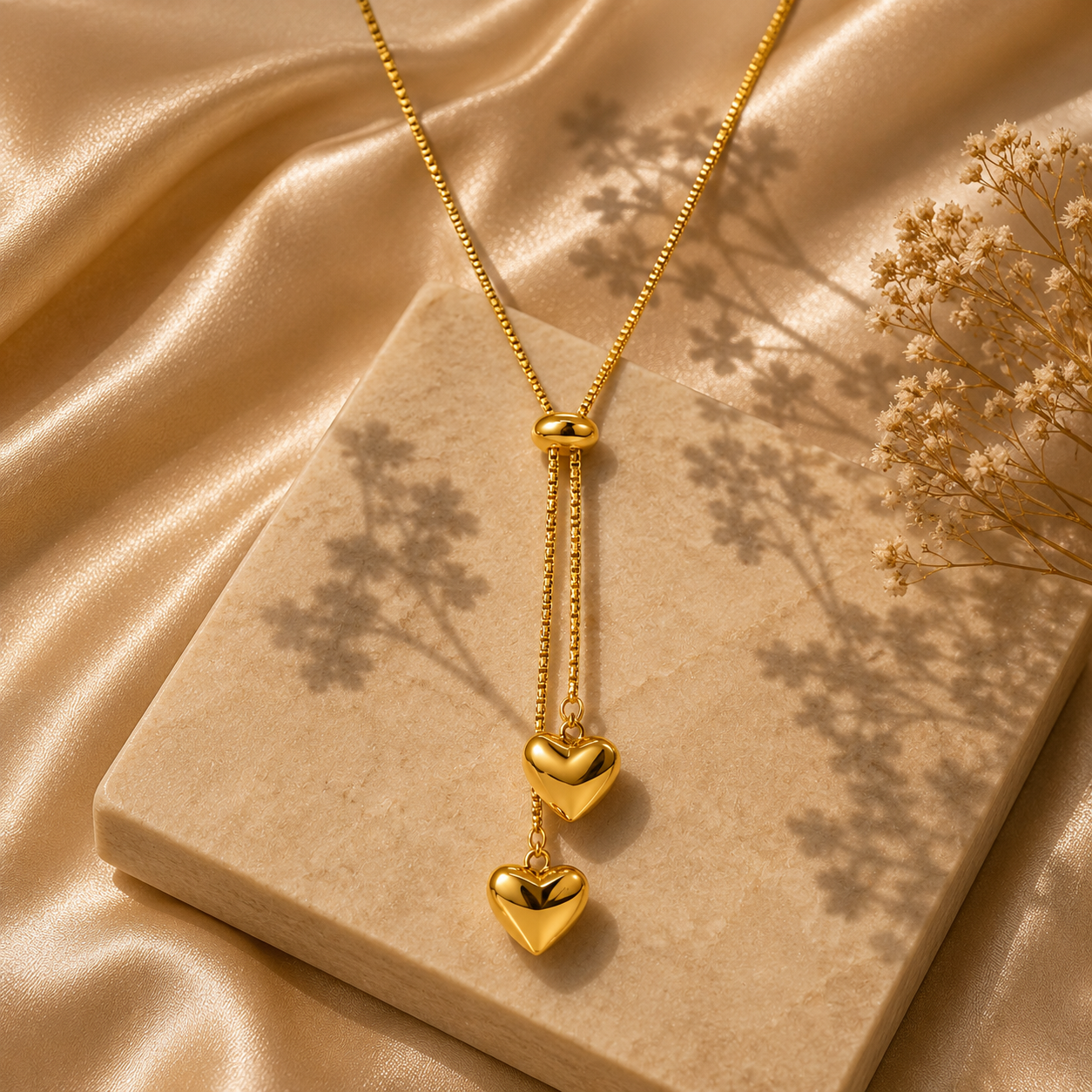 Hearts Necklace – 18K Gold Plated Stainless Steel
