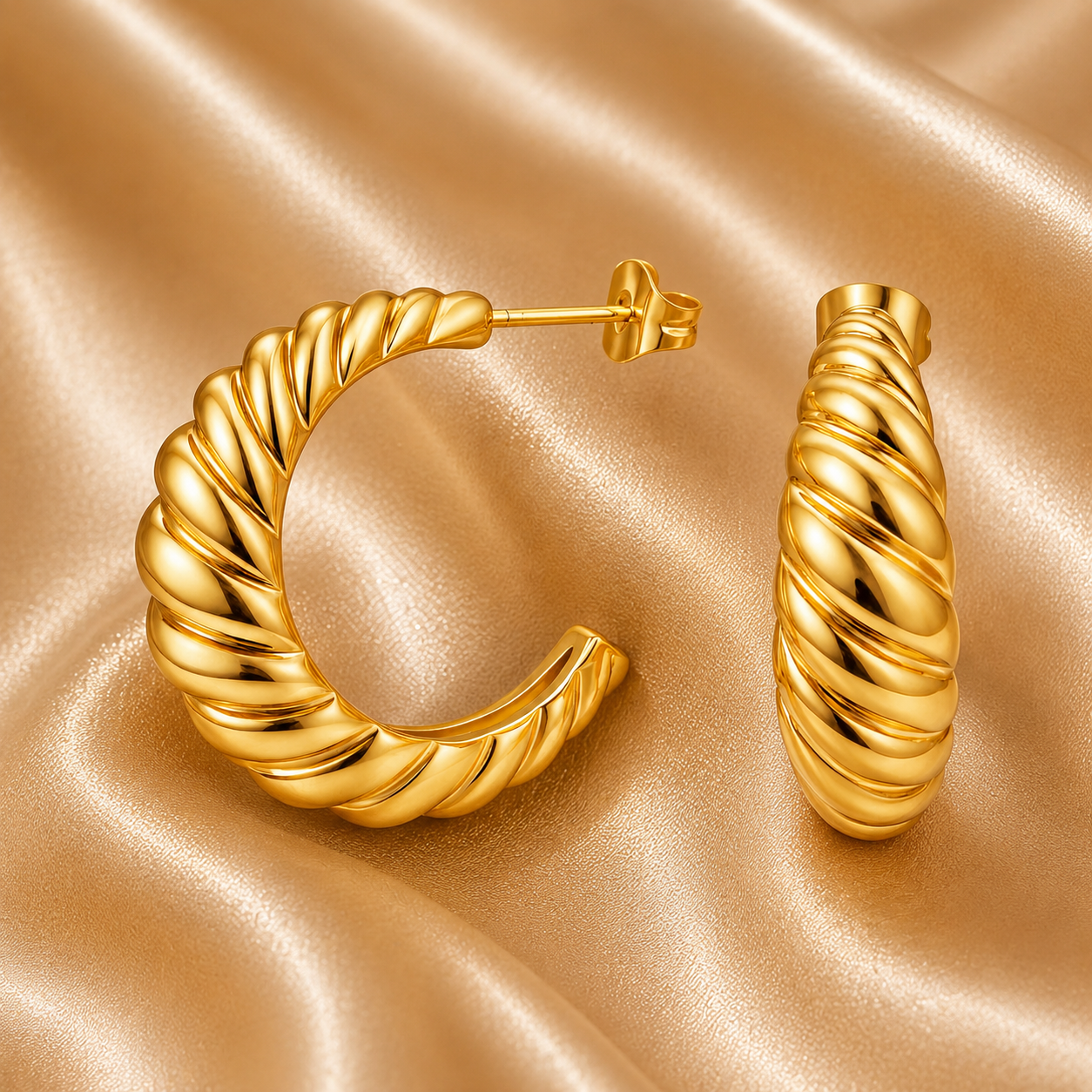 Twisted Gold Stud Earrings – 18K Gold Plated