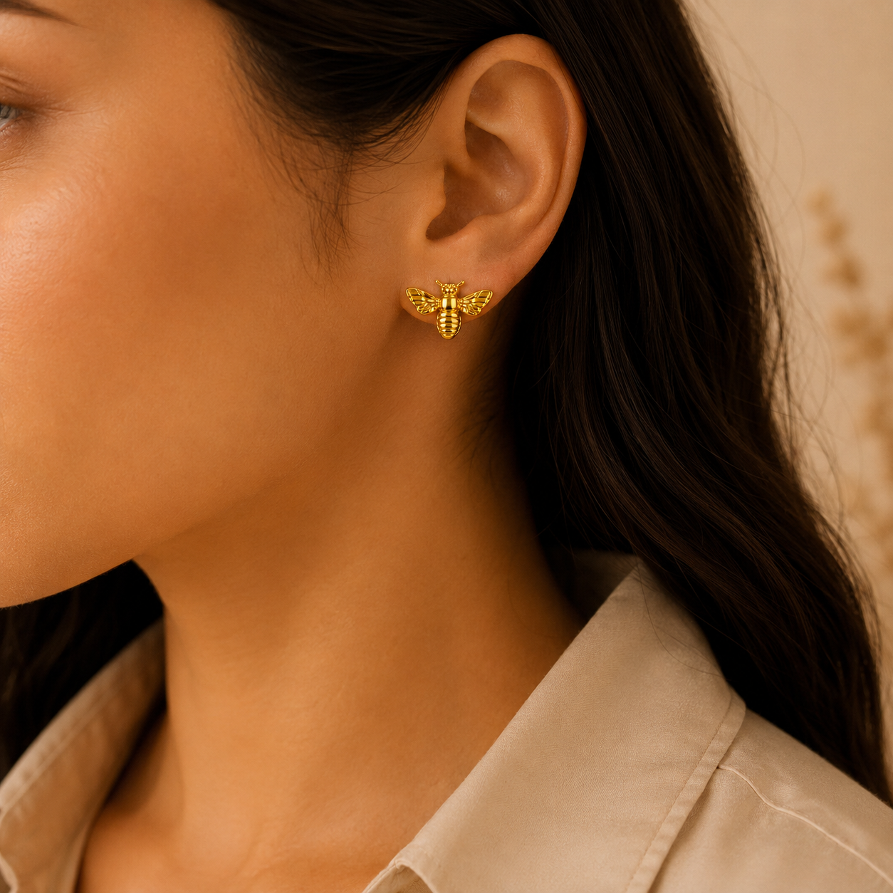 18K Gold Plated Bee Earrings