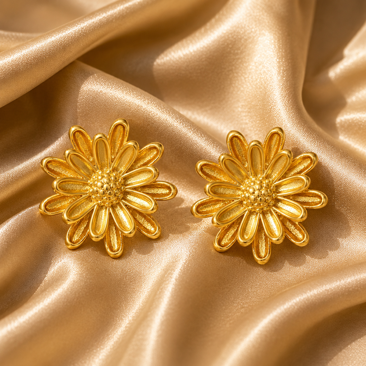 Flower Stud Earrings – 18K Gold Plated Stainless Steel