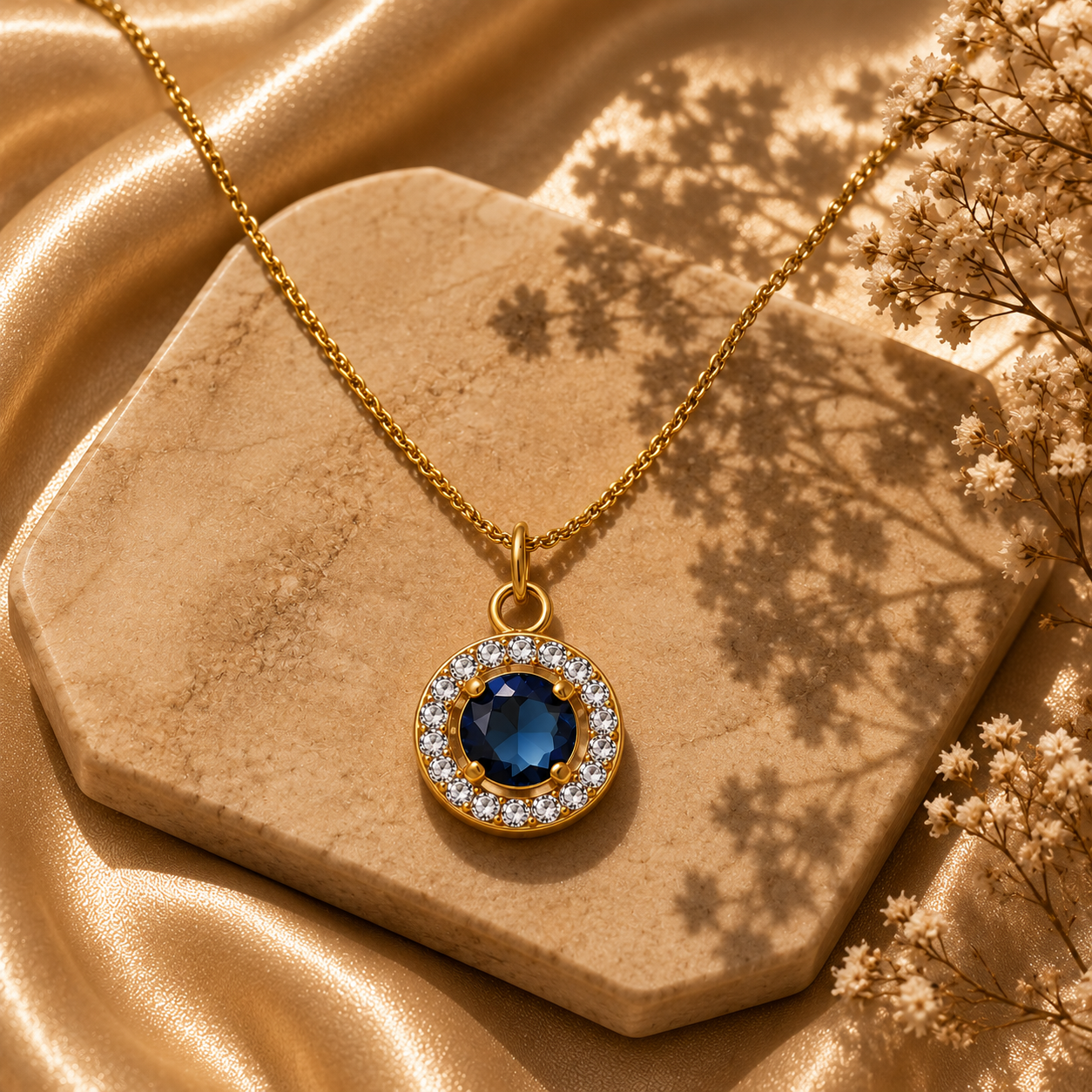 Crystal Pendant Necklace – 18K Gold Plated Stainless Steel