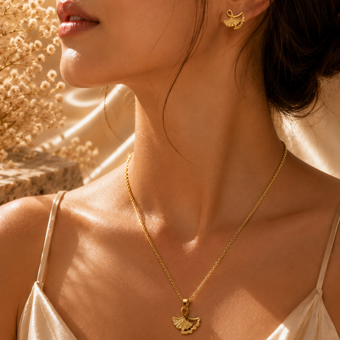 Minimalist Necklace Set, 18K Gold Plated Steel