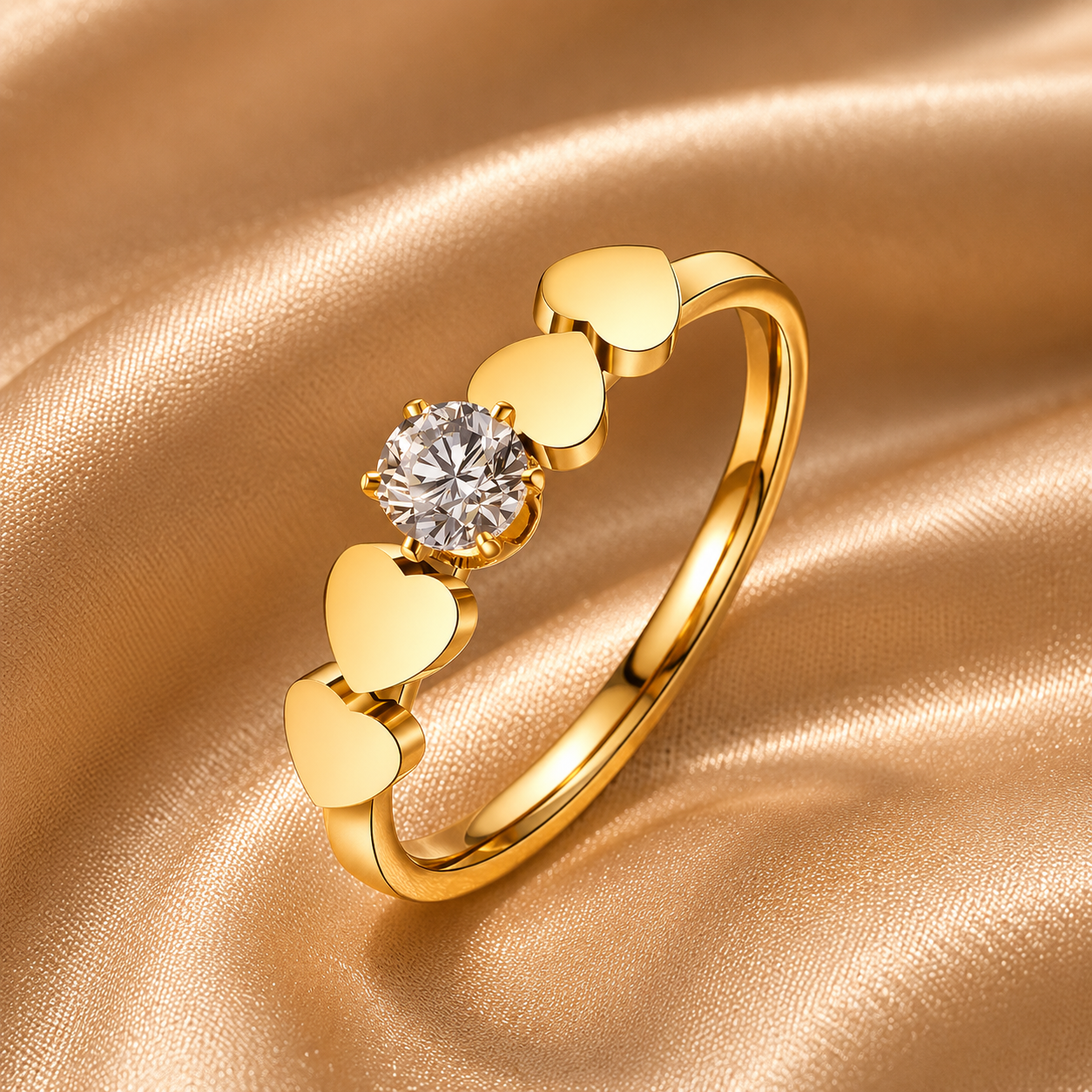 Hearts Ring – 18K Gold Plated Stainless Steel