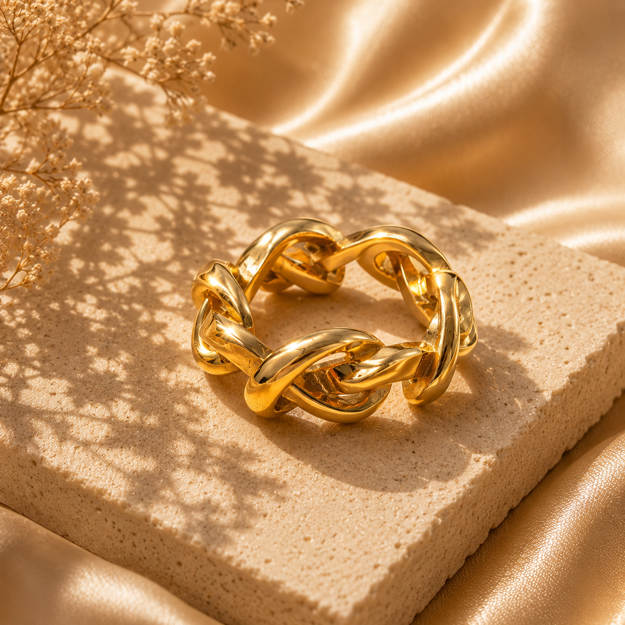 Aurelia Bold Chain Ring – 18K Gold Plated Stainless Steel