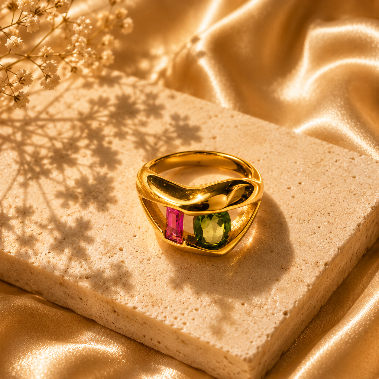 Aurora Duo Ring – 18K Gold Plated Stainless Steel