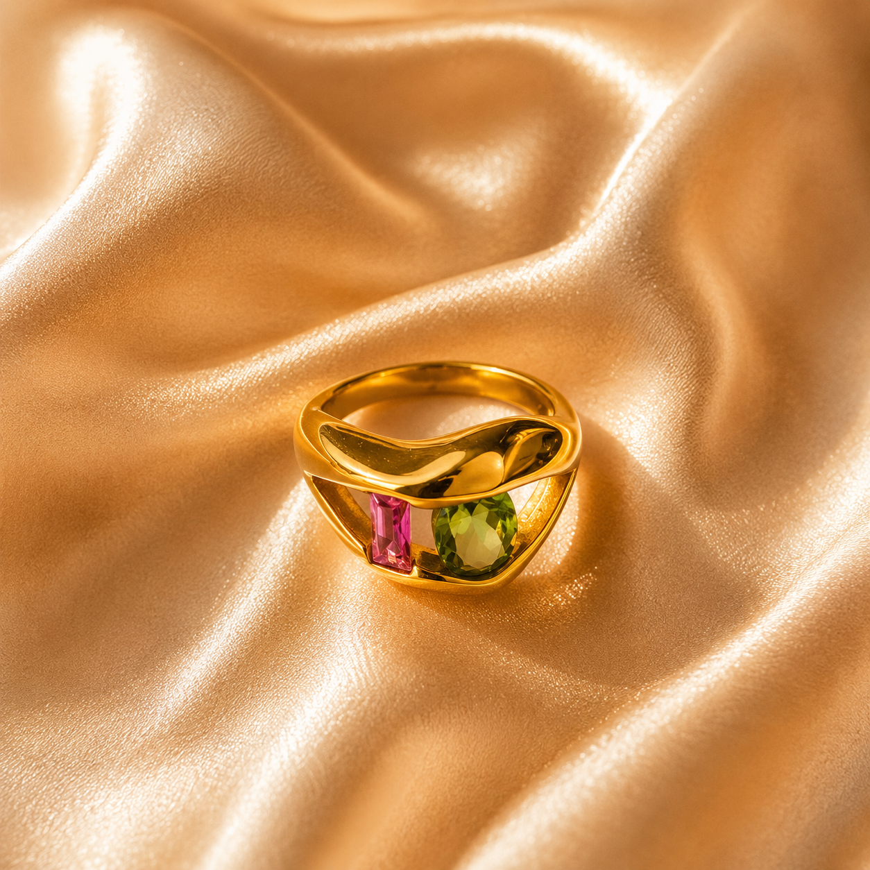 Aurora Duo Ring – 18K Gold Plated Stainless Steel
