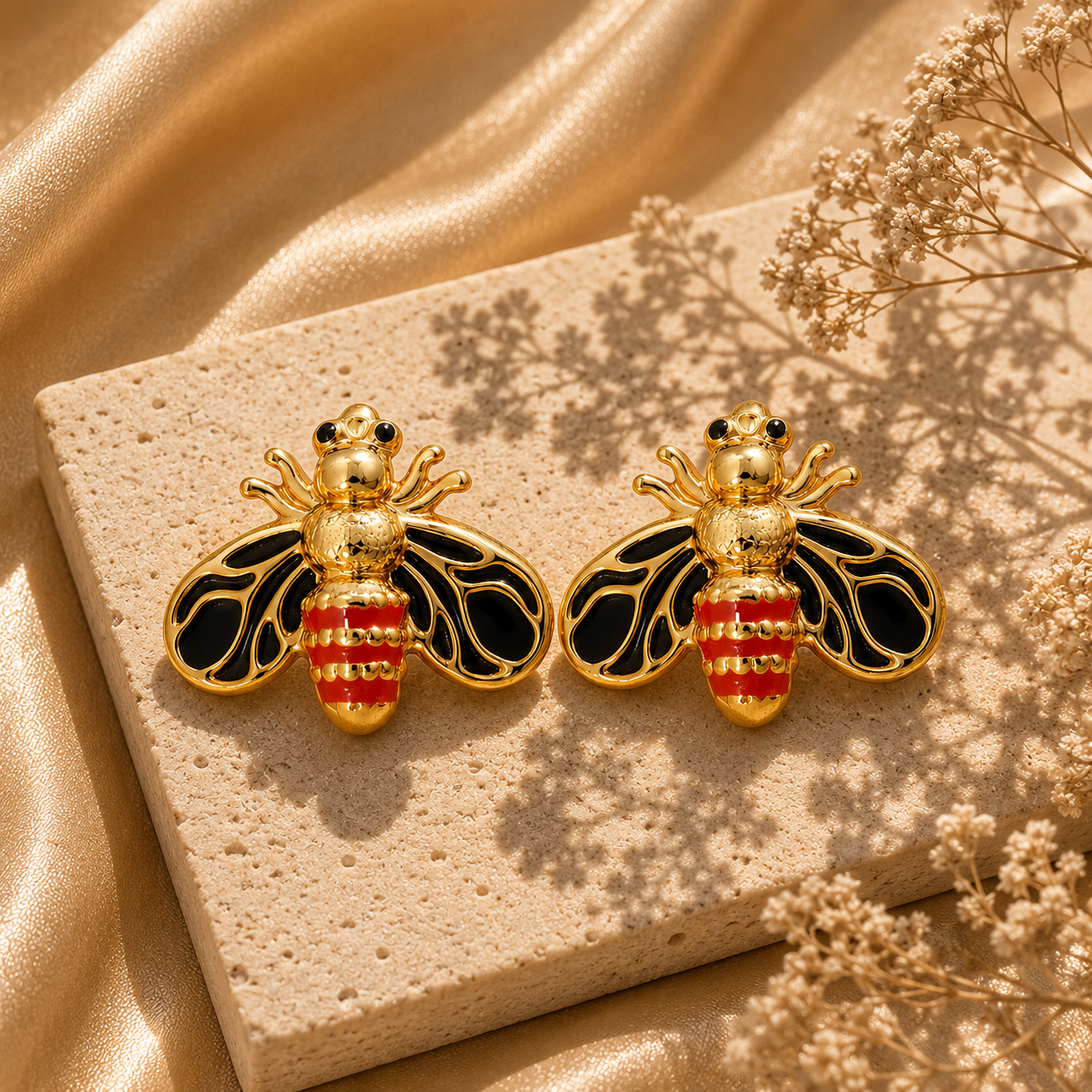 Bee Stud Earrings – 18K Gold Plated Stainless Steel