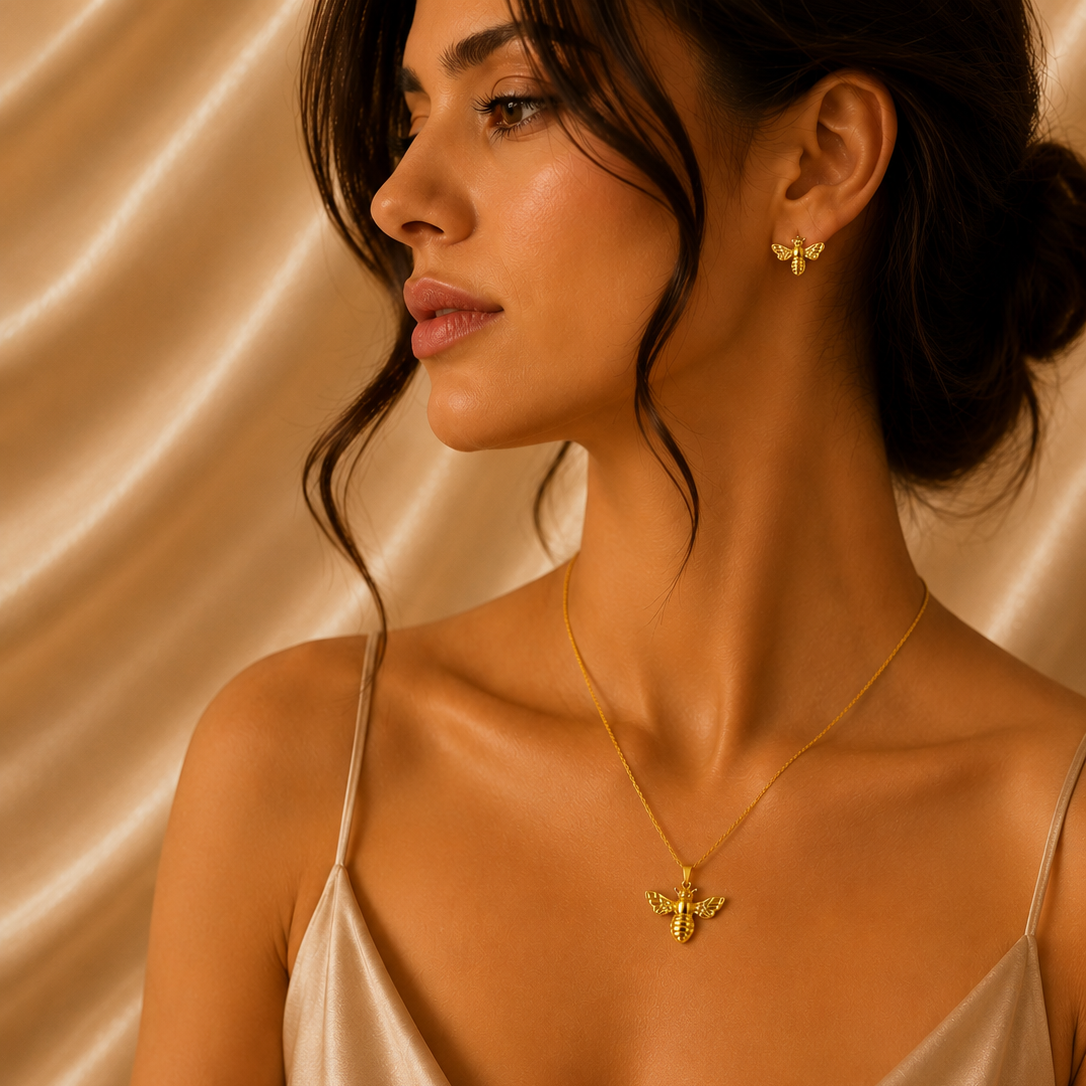18K Gold Plated Bee Necklace Set