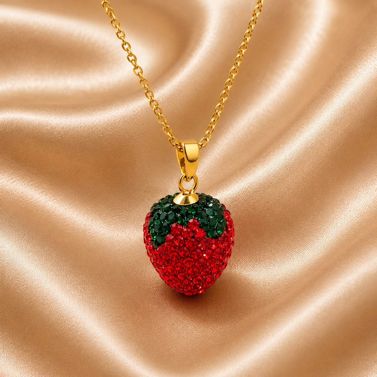 Berrie Strawberry Necklace – 18K Gold Plated Stainless Steel