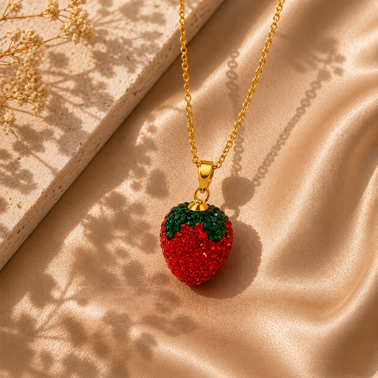 Berrie Strawberry Necklace – 18K Gold Plated Stainless Steel