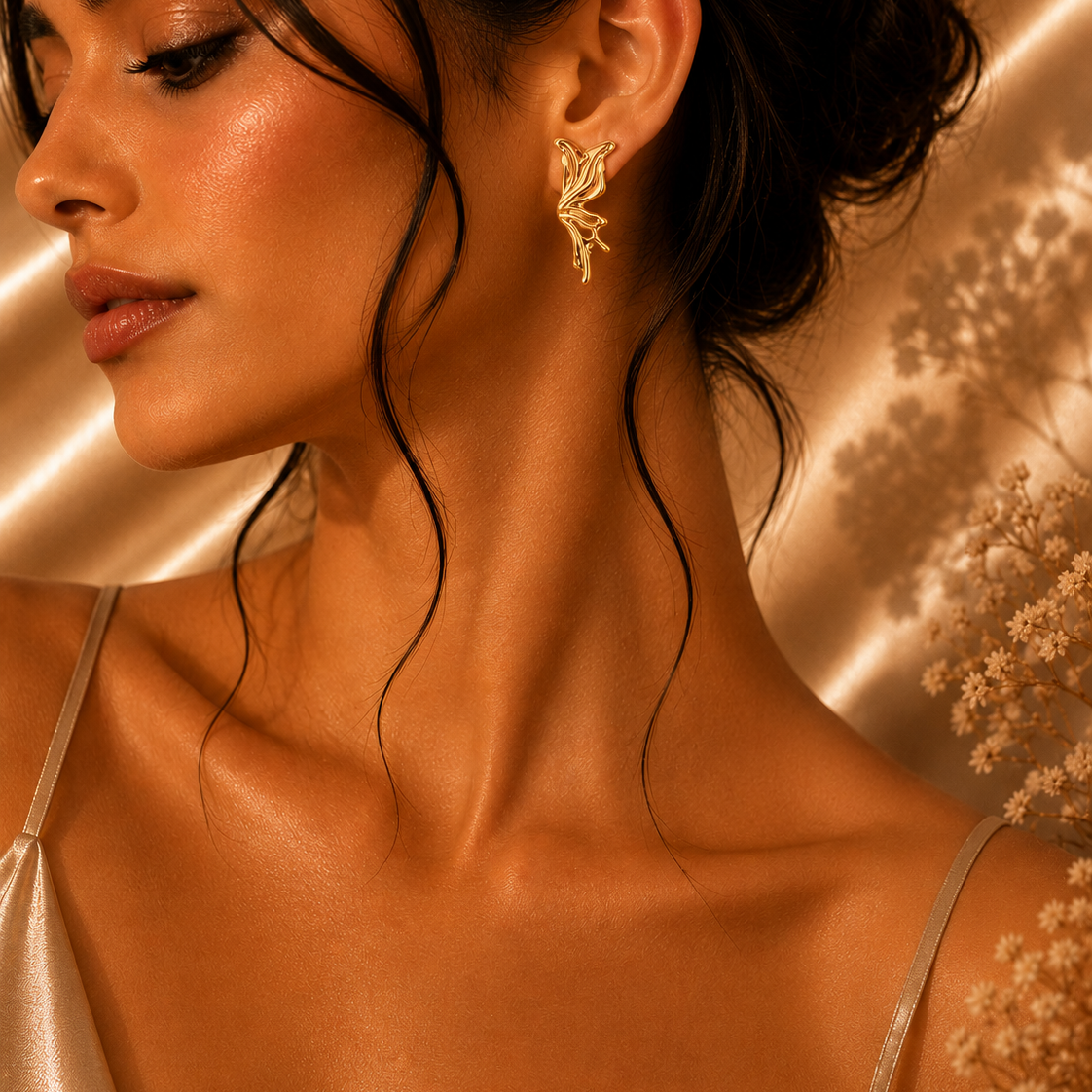 Butterfly Statement Stud Earrings – 18K Gold Plated Stainless Steel
